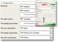 TreeMap configuration panel and colormap editor